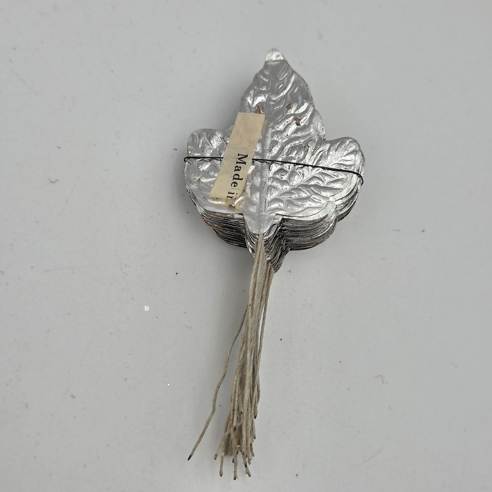 Vintage Silver Foil Mini Leaves made in Japan 36 pcs